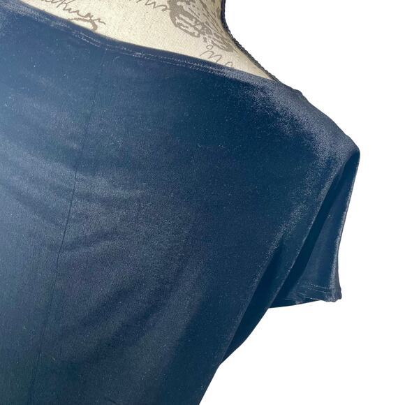 Vintage 90s Anne Klein Boxy Black Velvet Top Size Large - Picture 6 of 8
